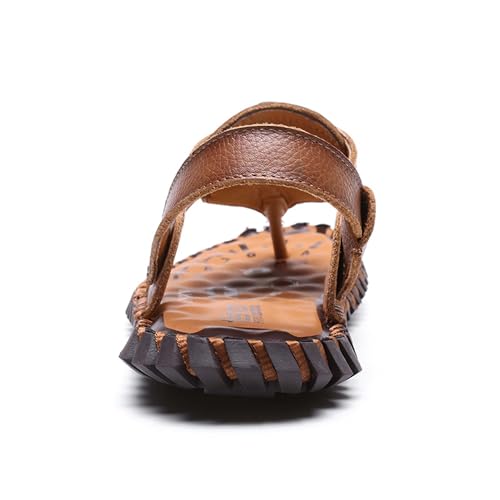 Mens Leather Sandals Flip Flops Sandals Hand Sewn Mens Barefoot Sandals Daily Outdoor Casual Sandals Soft Breathable Non-Slip Wearable Durable3