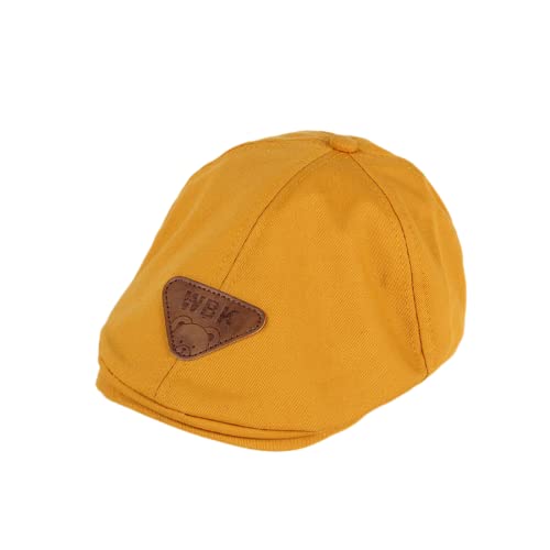 YICHUN Baby Kids Toddler Beret Newsboy Cap Baseball Hats Boys Plaid Peaked Cute Cowboy Hats Accessories Flat Caps (Yellow Bear)