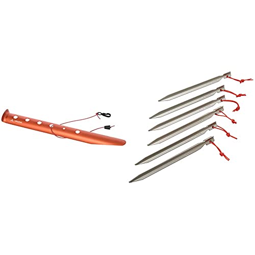 VAUDE Zelt-Heringe, Schnee und Sand Hering, Länge 31 cm (6 Stück) & Zelt-Heringe, Six Peg, Länge 18 cm (6 Stück)