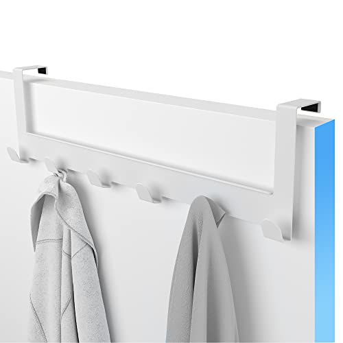 MDCASA Türgarderobe Weiß - bis 4,5 cm Türblattstärke, ohne Falz - Kleiderhaken Tür - Handtuchhalter Tür Bad - Türhakenleiste Cover
