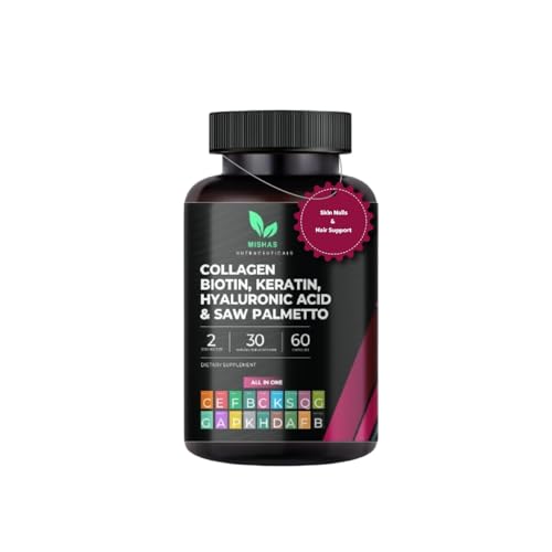 Multi Collagen Hair Pills - Biotin 10,000mcg, Keratin & Hyaluronic Acid - Hair Growth - Hair Skin &...