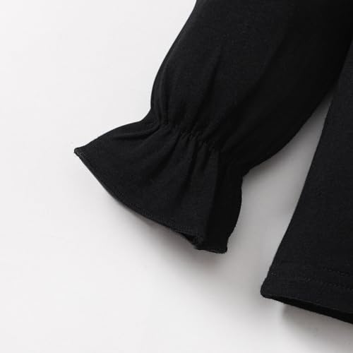 Image of 12M-14Y Toddler Baby Girls Peter Pan Collar Blouse Kids Girl Solid Color Puff Sleeve T-Shirts Casual Tee Tops