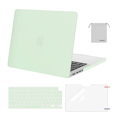 Image of MOSISO Compatible with MacBook Pro 14 inch Case 2025 2024 2023 2022 2021 M5 M4 M3 M2 M1 A3434 A3112 A3185 A3401 A2918 A2992 A2779 A2442, Hard Shell&Keyboard Cover&Screen Film&Pouch,Honeydew Green