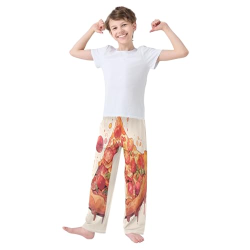 Boys' Pants Pizza Food Tomato Long Bottoms Jogger Pants Elastic Waist Trousers with Pockets S-XL2