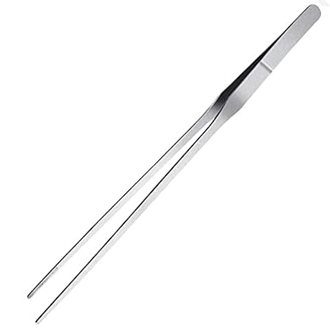 GZXYUAN Zakrzywiona pęseta do akwarium, stal nierdzewna, 27 cm, prosta głowica