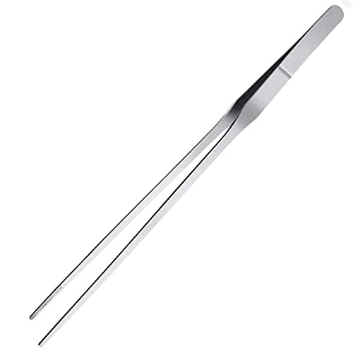GZXYUAN Zakrzywiona pęseta do akwarium, stal nierdzewna, 27 cm, prosta głowica