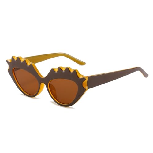 Lunettes de soleil rétro œil de chat à monture irrégulière bicolore jaune et rose