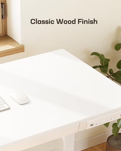 Marsail Standing Desk with Drawer, 48 x 24 inch Whole Piece Tabletop Electric Standing Desk, Height Adjustable Desk with USB Charging Ports, Sit Stand Desk with Storage for Home & Office White - Thumbnail 7