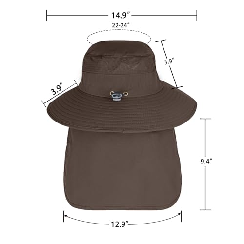 Image of Sun Hats for Men Women Fishing Hat UPF 50+ Breathable Wide Brim Bucket Hats Summer UV Protection Safari Hat with Neck Flap