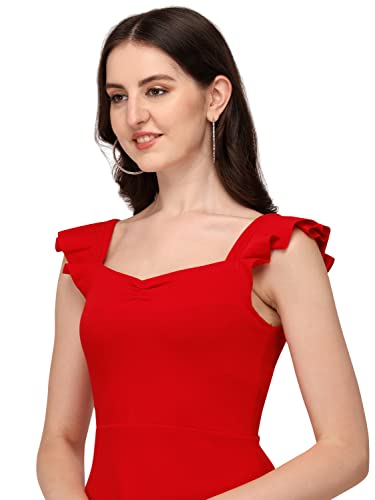 Image of Mehrang Fashion Western Dress || Stretchable Solid Sleeveles Frill Dress for Women || Western Dresses for Women || Dress for Women|| Summer Short Dresses for Women