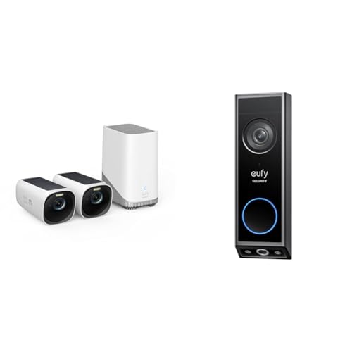eufy Security S330 eufyCam 3, überwachungskamera aussen & Video türklingel E340, Dual türklingel mit Kamera mit Paketerkennung