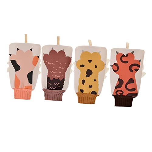 OFFIGAM 4 Piezas guantes de baño de dibujos animados Gel limpiador fregadora de baño eléctrica paraca pincel exfoliate bebe masajes guante de lavado para baño exfoliante corporal toalla