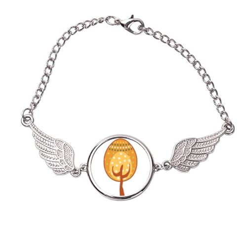 Bracelet ailes d'ange en métal ciselé et détails œufs jaunes finition premium