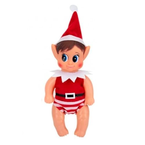 Antracita Muñeco Elfo Bebé de Navidad, Ayudante de Santa Claus, Juguete de Peluche con Traje Rojo y Gorro