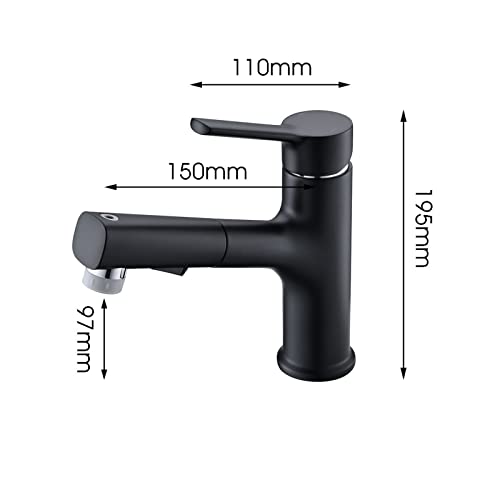 Robinet de salle de bain extractible avec 3 modes de sortie d'eau