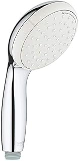 GROHE Tempesta 100 - Hand Shower (Diameter 10 cm, 2 Spray Types, Anti-Limescale System, Universal Mounting System, Min. Recommended Pressure 1.0 Bar, Silicone Ring Prevents Damage), Chrome, 27597001