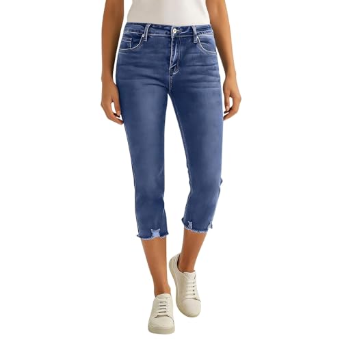 Jean décontracté 7/8 pour femme pantalon d'été basique et léger
