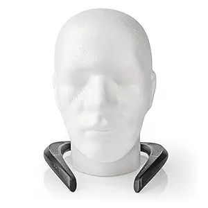 NEDIS Bluetooth 5.0 Wireless Neck Speaker | Up to 6 Hours Playtime | Stereo Sound Around Neck Noise Cancelling (Black) Imported from Netherlands
