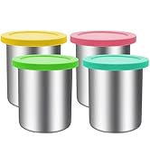 Stainless Steel Creami Deluxe Pint Containers– 4 Pack, 24 oz, Compatible with Ninja Creami NC501,...