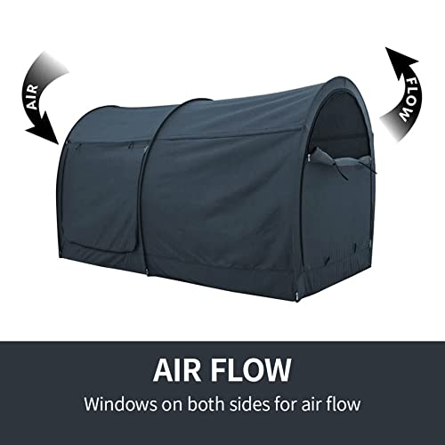 Alvantor Bed Canopy Bed Tents Dream Tents Privacy Space Twin Size Sleeping Tents Indoor Pop Up Portable Frame Curtains Breathable Grey Cottage (Mattress Not Included) Reducing Light #TOP3