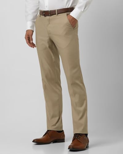 Image of VILLAIN Solid Mid-Rise Stretchable Men's Formal Trousers