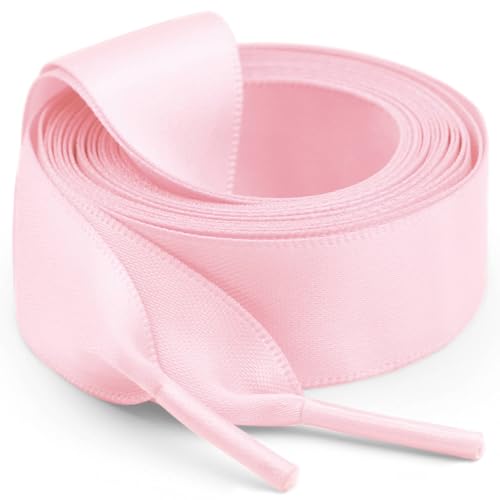 Image of Flat Satin Ribbon Shoelaces WEGOODZF 2cm Wide Shoestrings for Women Girls[2 Pair]