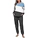 Women's Winter Fleece Pajamas Set Color Block Long Sleeve Fuzzy Soft Top & Pjs Pants Sleepwear 2Pcs Lounge Sets with Pockets