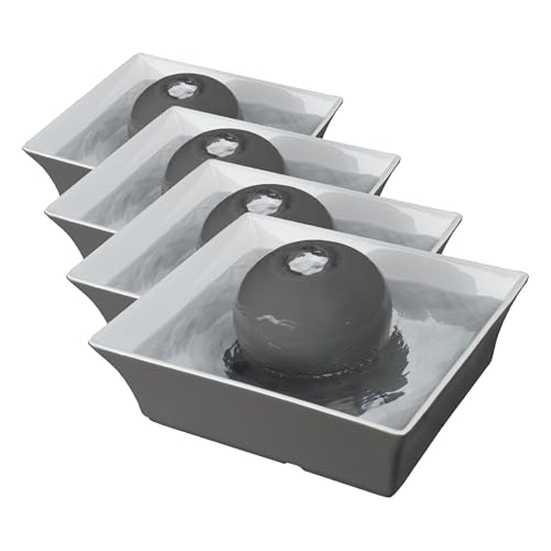 Image of PetSafe Drinkwell Ceramic Pet Water Fountain - Quiet Automatic 70oz Dispenser for Cats & Dogs with Filters - Dishwasher Safe Square Design 8x9.2x5 Inch (Pack of 4)