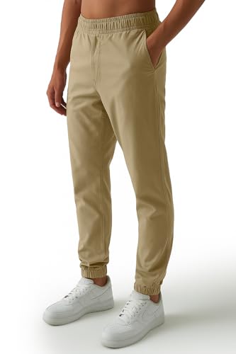 Smith & Solo Chino Hose Herren - Freizeithose Hosen Chinohose Baumwolle Arbeitshosen Männer mit Kordelzug Jogginghose Regul Chinos Lang (Beige, M)