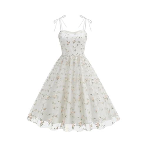 Vestido de tirantes mujer diseño bordada retro elegante formal