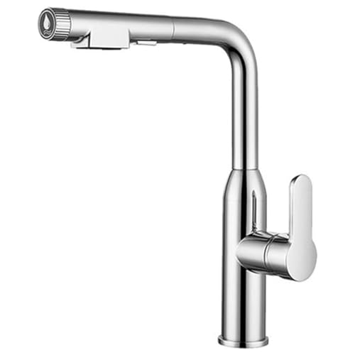 3-in-1 Brass Kitchen Faucet - 360° Swivel Pull Down Sink