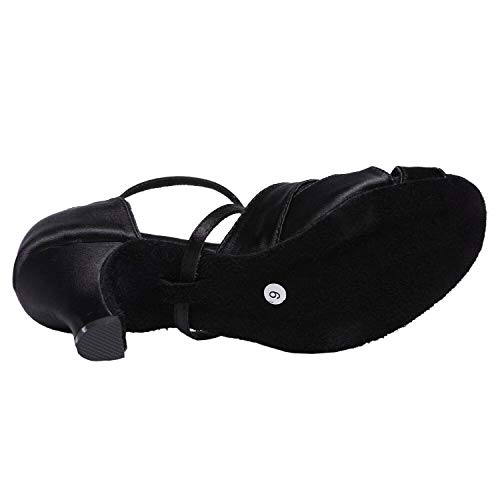 Women's Latin Dance Shoes Female's Ballroom Salsa Dance Shoes With 2.5" Heel(A-Style Black Size 6.5) #TOP3