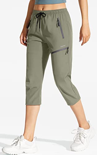 Mocoly Women's Hiking Camping Capris Pants Outdoor Lightweight Quick Dry Water Resistant Upf 50 Cargo Pants Trousers Green Xl #TOP1