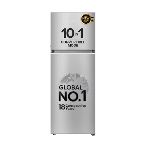 Image of Haier 358 L 2 Star Frost Free Triple Inverter Double Door Refrigerator, 360 Magic Cooling for Uniform Freshness & Spacious Fresh Zone (HEF-362TSA-P, Inox Steel, 10 In 1 Convertible Modes, 2026 Model)