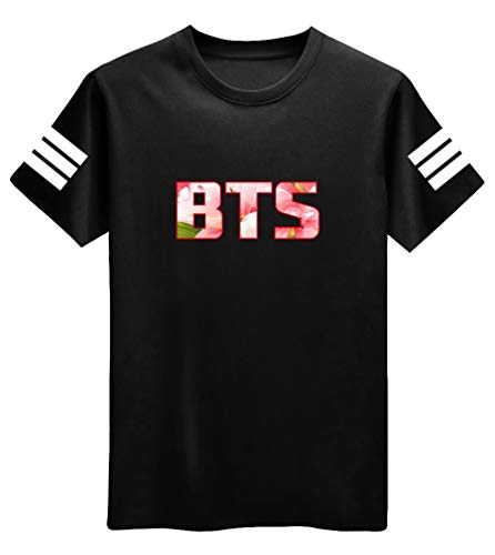 HAIZIVS Kpop Bloom Floral BTS Unisex Black T-Shirt Suga Jin Jimin Jung Kook J-Jope Rap Monster