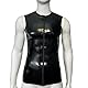 GREEFEI Latex Gummi Herren Tank Rundhalsausschnitt Front Zip T-Shirt,Männliches Latex Top Handgefertigte Maskerade Kostüme XXL