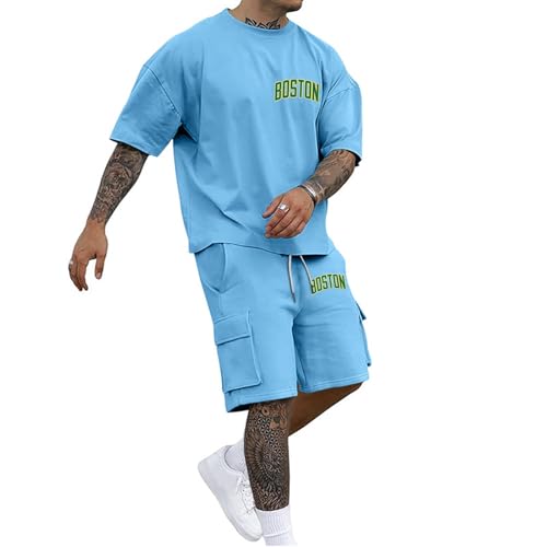 T-shirt décontracté à imprimé lettre ensemble homme pour savourer la douceur de l'été