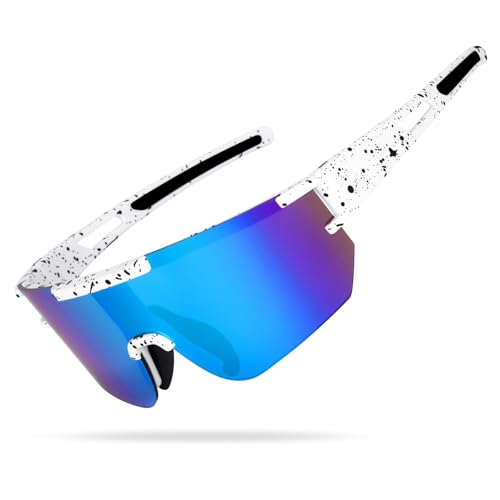 AUTOWNLUX Schnelle Brille Polarisiert UV400 Fahrradbrille Sonnenbrille Winddicht Rennrad Brille Blau für Herren und Damen Radfahren Laufen Baseball Golf Skifahren Bergsteigen Angeln