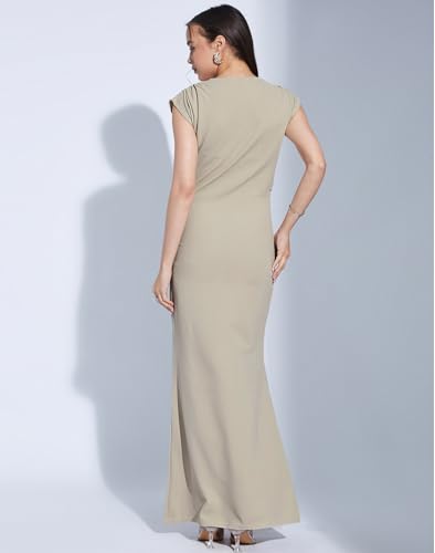 Image of SIRIL Western Dress | Polyester Solid Dress for Women | Bodycon Dress for Women