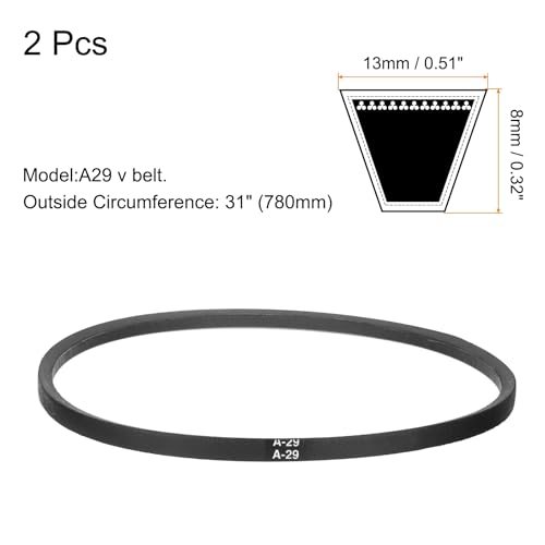 Image of uxcell 2pcs A29 /4L310 Classic Wrapped Rubber V-Belt, 29 inch(730mm) Inside Circumference, A Profile V Belt
