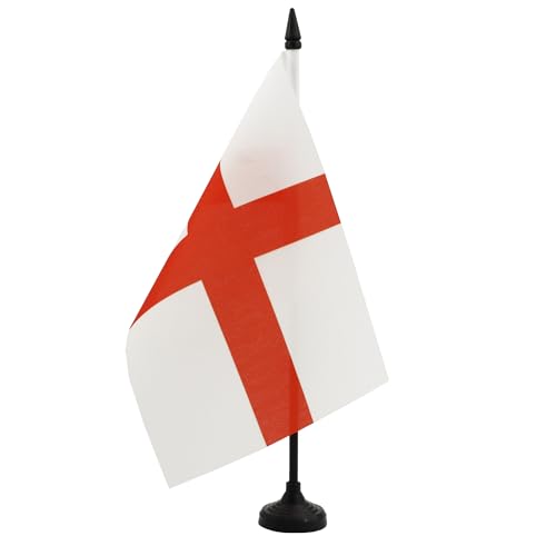 AZ FLAG - Drapeau De Table Angleterre 21x14 cm - Petit Drapeau Anglais De Bureau 100% Polyester Avec Hampe De 25cm Et Socle En Plastique Noir