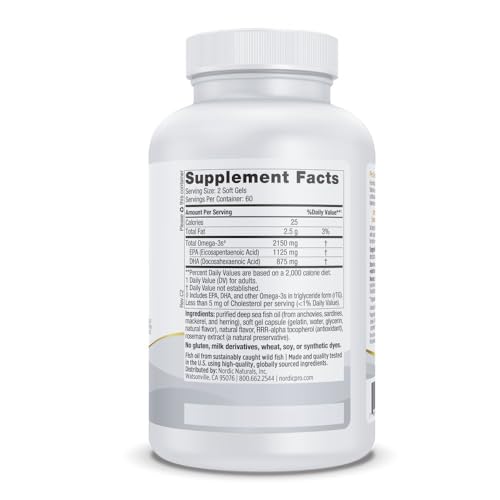 Image of Nordic Naturals ProOmega 2000, Lemon Flavor - 120 Soft Gels - 2150 mg Omega-3 - Ultra High-Potency Fish Oil - EPA & DHA - Promotes Brain, Eye, Heart, & Immune Health - Non-GMO - 60 Servings