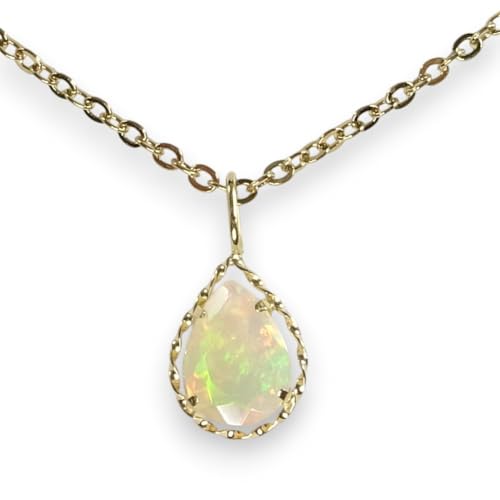 [あなたと私の宝石箱] K18 (18金)天然オパールネックレスペンダント 18金 (18金ペアシェイプ)【ギフトラッピング済み】 - あなたと私の宝石箱 - 商品画像