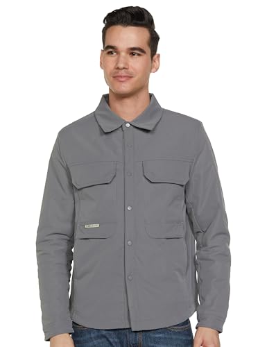 Image of Qube By Fort Collins Men's Shacket for Winter - Padded Shirt Jacket for Men | Full Sleeve Button Down Overshirt with Four Utility Pockets & Snap Placket for Layering, Travel & Everyday Wear