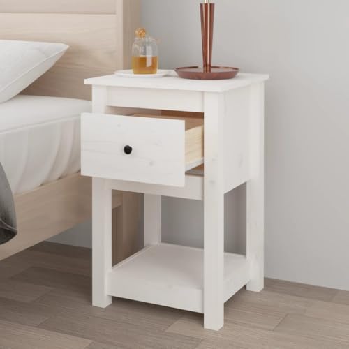 Madera maciza de pino en estas mesillas de noche blancas pack de 2 armarios de almacenamiento duraderos 5
