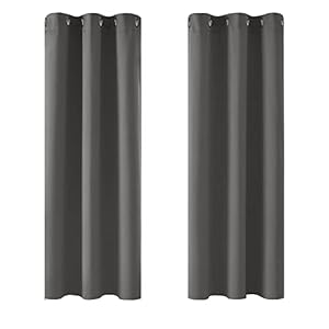 Deconovo Window Treatments Thermal Insulated Eyelet Curtains Blackout Curtains for Bedroom Light Grey 42 x 54 Inch 2 Panels
