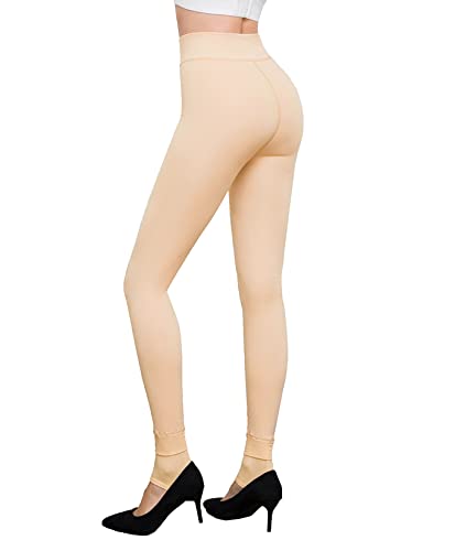 Image of Pnadty Women's High Waisted Velvet Warm Elastic Tights Winter Fleece Lined Thick Leggings Pants