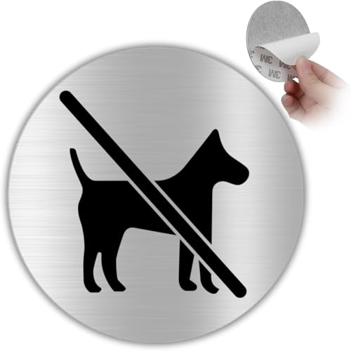 LEIASA | Selbstklebendes „Keine Hunde erlaubt“-Schild - Dicke 0,6 mm - Durchmesser Ø 100 mm - Aluminium -Beschilderung - „Keine Hunde erlaubt“-Signal - (Verbotsschild für Hunde)