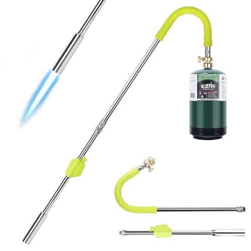 Hotdevil Antorcha de hierba de propano de 24.000 BTU con antorcha de césped de autoencendido, mango ergonómico, antorcha para eliminar malas hierbas, desbrozador de llamas, antorcha para quemar malas