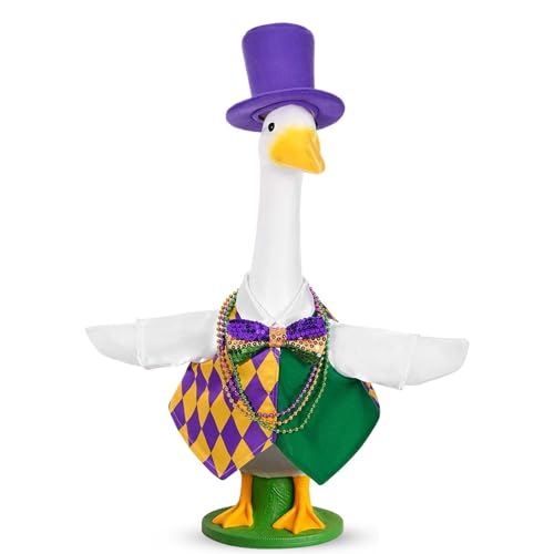 JcHrmers Mardi Gras Goose Outfits Porch Goose Outfit Lawn Porch Goose Clothes Fits 23 Cement Plastic Goose Statue for Mardi Gras Outdoor Garden Yard Patio Statue Decoration(Style2)